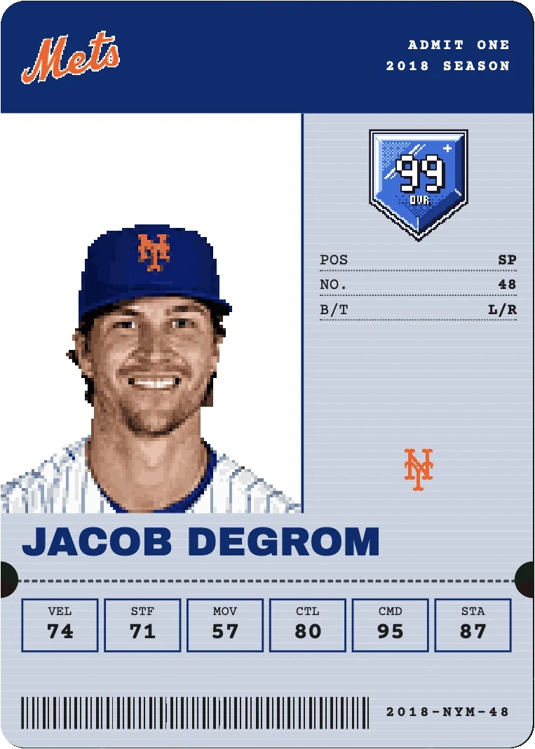 2018 Jacob deGrom card, 99 overall