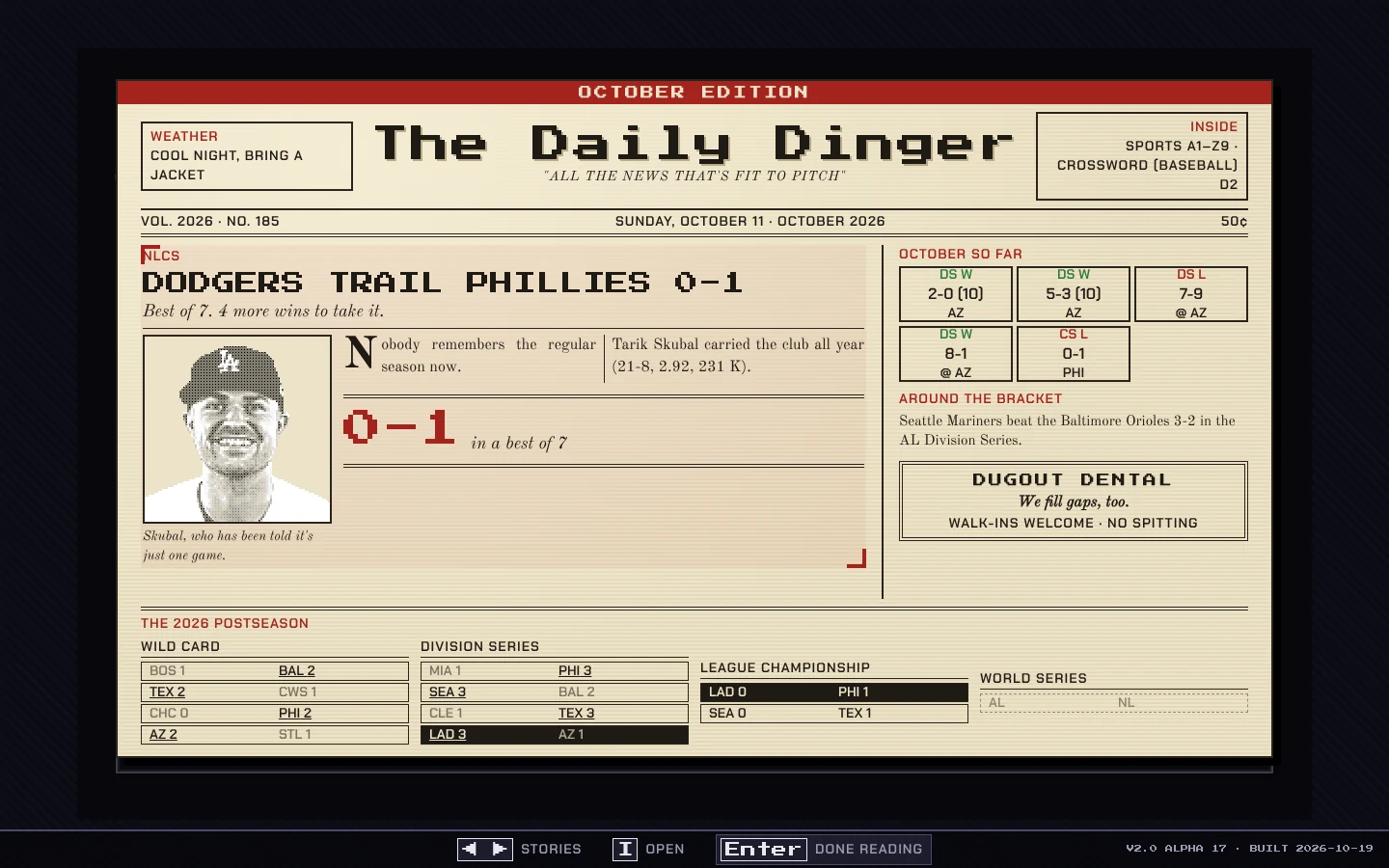 The Daily Dinger newspaper, October edition